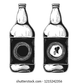 Set of beer bottles. Vector illustration. Sketch