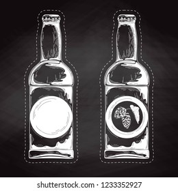 Set of beer bottles. Vector illustration. Sketch