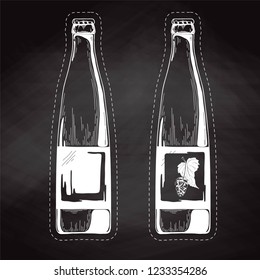 Set of beer bottles. Vector illustration. Sketch