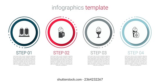 Set Beer brewing process, Wooden beer mug, Glass of and . Business infographic template. Vector