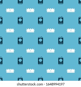 Set Beer can  and Crown  on seamless pattern. Vector