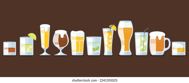 Biermenge und Cocktailbrille Vektorgrafik