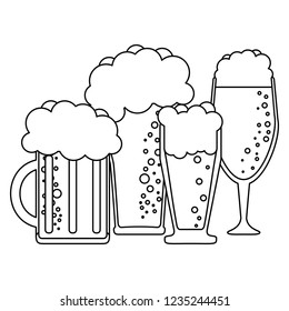 Set of beer cups black and white