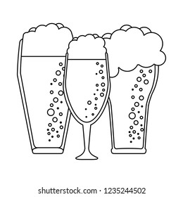 Set of beer cups black and white