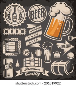 Set  of beer emblems, symbols, logo design concepts, badges, signs, icons and design elements. 