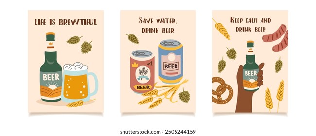 Conjunto de carteles del festival de la cerveza. Concepto del Oktoberfest. Fondo del Oktoberfest. Concepto de cerveza.	