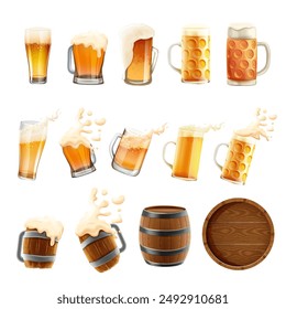 set of beer glass glasses with barrel