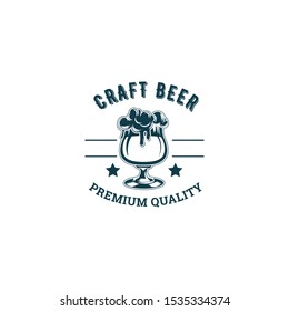 Set beer glass logo - vector illustration, emblem brewery design on black background