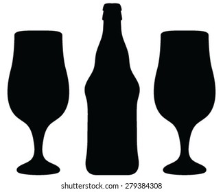 Set of beer glasses and beer bottle, vector, background, wallpaper