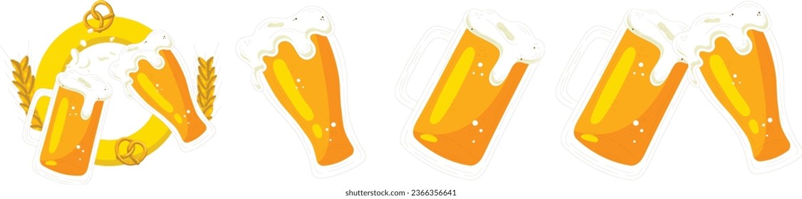 set of beer glasses, bottles, mugs vector design, beer mug vector set clipart svg