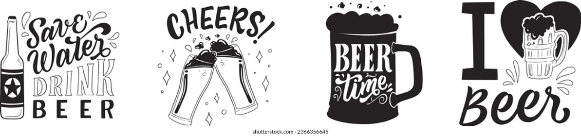 set of beer glasses, bottles, mugs vector design, beer mug vector set clipart