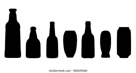 Set Beer Glasses Cans Bottles Silhouette Stock Vector (Royalty Free ...