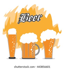 Set of beer glasses. Drink and beverage design. Vector graphic