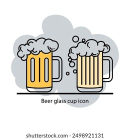 Set of beer glasses with fresh foam for pub icon vector illustration.
