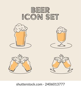 Juego de iconos de gafas de cerveza Icono de vector Ilustración