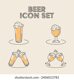 Juego de iconos de gafas de cerveza Icono de vector Ilustración