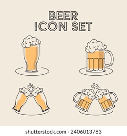 Set of beer glasses icons Vector illustration