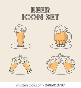Juego de iconos de gafas de cerveza Icono de vector Ilustración
