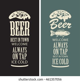 set of beer glasses from the inscriptions for the bar