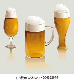set of beer glasses. vector illustration