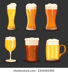 Set of beer glasses. Vector illustration EPS10.