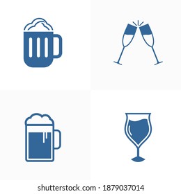 Set of Beer icon design vector template, Party supplies design concept, Icon symbol, Illustration