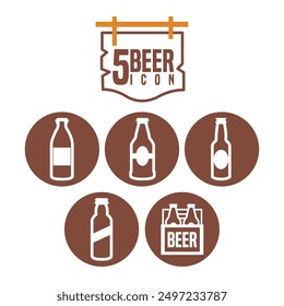 Conjunto de etiqueta engomada del icono de la Ilustración vectorial de la bebida alcohólica