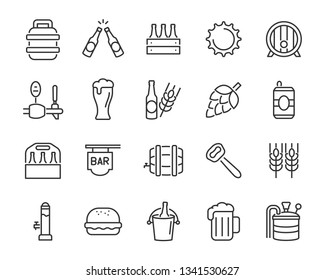 set of beer icon, such as alcohol, brewery, craft beer, hop