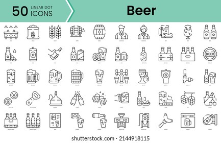 Set of beer icons. Line art style icons bundle. vector illustration