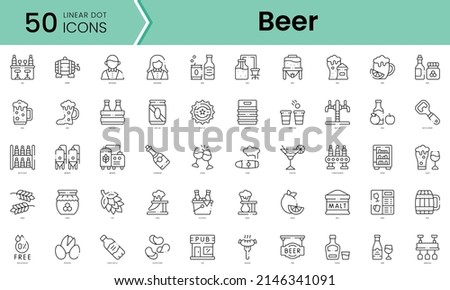 Set of beer icons. Line art style icons bundle. vector illustration