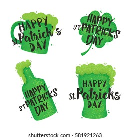 Set beer icons, logo, label. Theme St. Patrick's Day