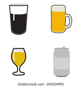 Set of beer icons on a white background, Vector illustration