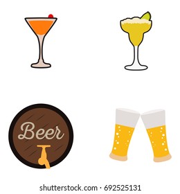 Set of beer icons on a white background, Vector illustration