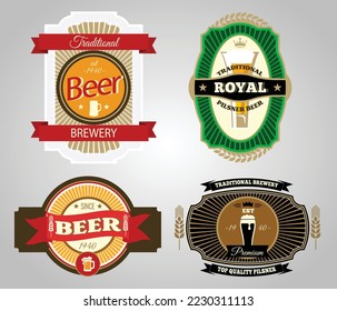 set of Beer label badges set in vintage style