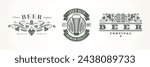 Set of beer labels and emblems. Vector illustration.