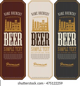 Set Of Beer Labels And The Image Of The Brewery Building