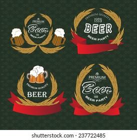 set of beer labels on vintage background