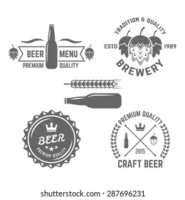 Set of beer labels vintage vector elements on white background