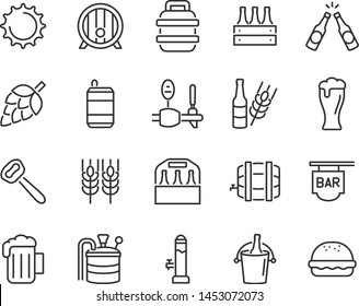 set of beer liine icons, such as alcohol, beer mug