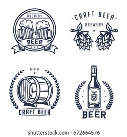 Set of beer logo, badge, label for brewing company