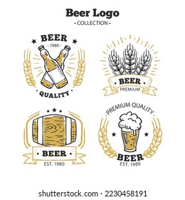 set of beer logo collection. retro style brewery beer logo emblem vector