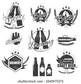 Set of beer logo. Craft beer, beer pub, brewery labels. Vintage style, logo elements. Badges collection