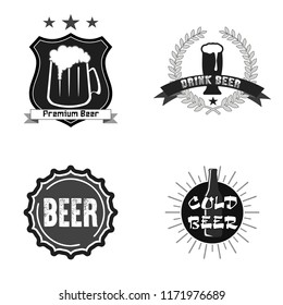 Set beer logo template design. Beer typography.  Grunge Style. Beer advertising. Vector  illustration