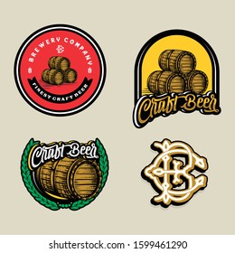 Set beer logo - vector illustration, emblem brewery design