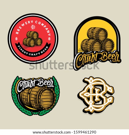 Set beer logo - vector illustration, emblem brewery design