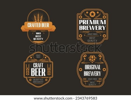 Set beer logo - vector illustration, emblem brewery design on black background