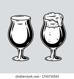 Set of beer mug with foam retro bar and pub menu. Tipes of glasses for bavarian october festival