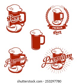 Set of beer mug signs. Scalable vector illustration for your designs.