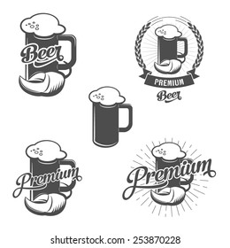 Set of beer mug signs. Scalable vector illustration for your designs.