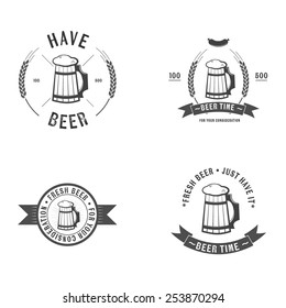 Set of beer mug signs. Scalable vector illustration for your designs.